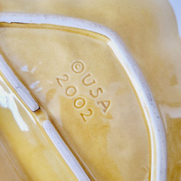 California Pottery Divided Platter, Yellow/Orange, Hand Painted Fruit Decor USA - Picture 7 of 10